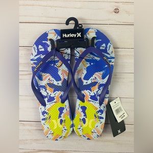 Hurley Womens Flip Flops Signal Blue Water Color New